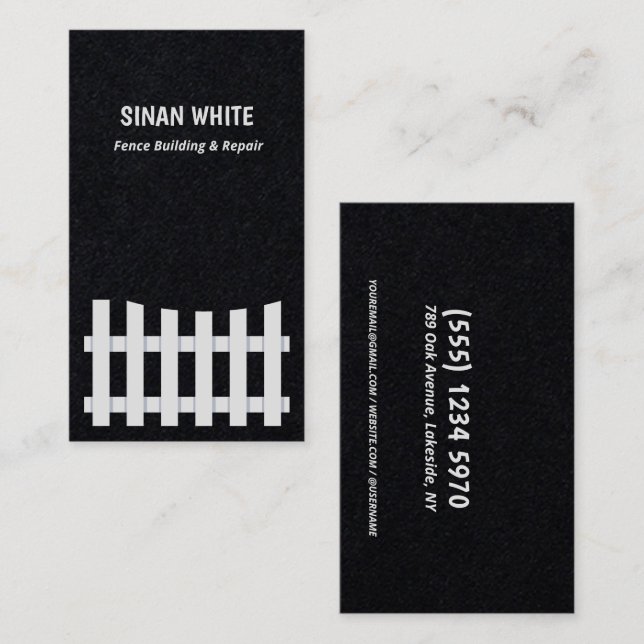 Fence Building & Repair Business Card (Front/Back)