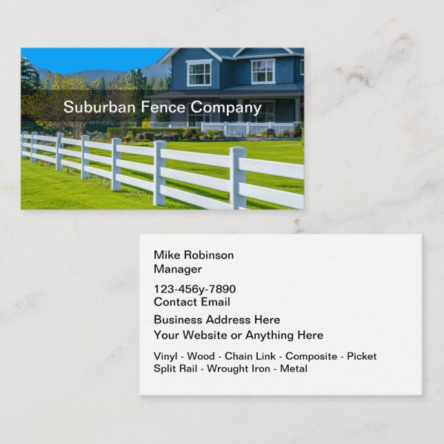 Fence Repair And Replacement Business Card (Front/Back)