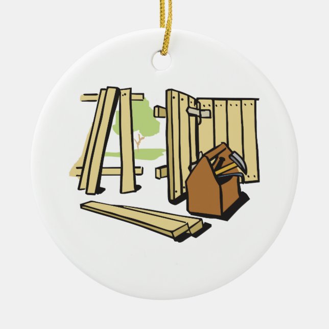 FENCE REPAIR CERAMIC TREE DECORATION (Front)