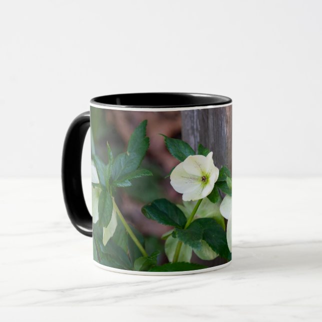 Fence with White Flowers Mug (Front Left)