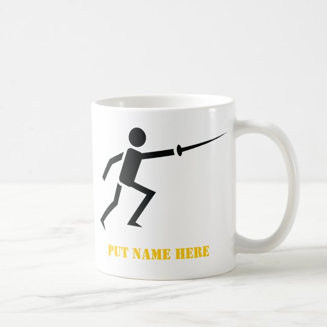 Fencer black silhouette fencing custom coffee mug (Right)