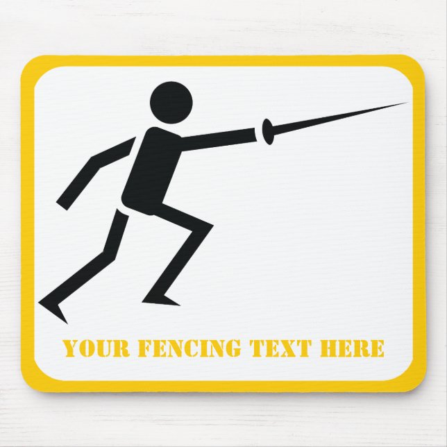 Fencer black silhouette fencing custom mouse mat (Front)