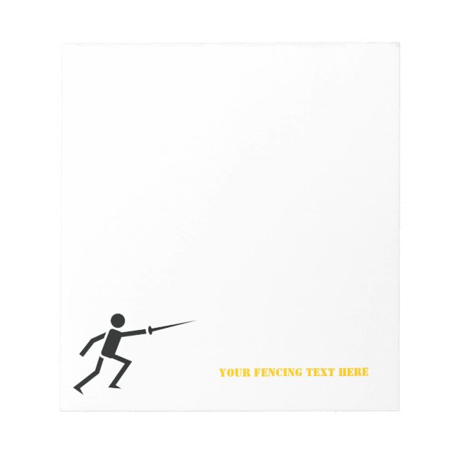 Fencer black silhouette with sword fencing custom notepad (Front)