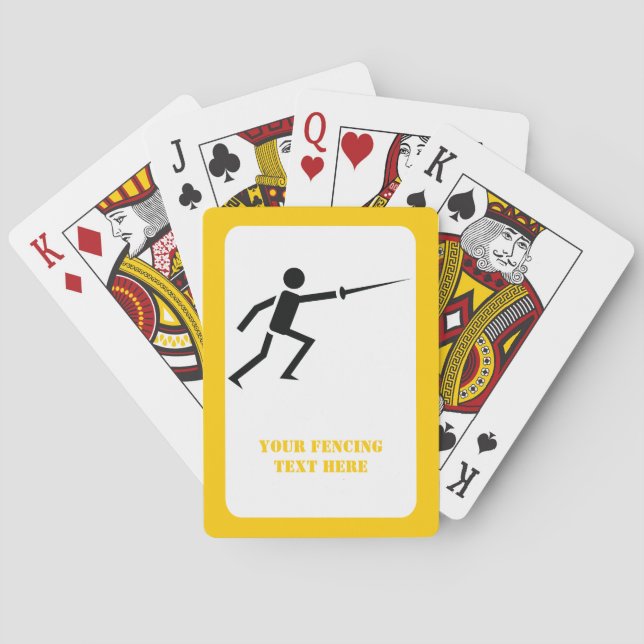 Fencer black silhouette with sword fencing custom playing cards (Back)