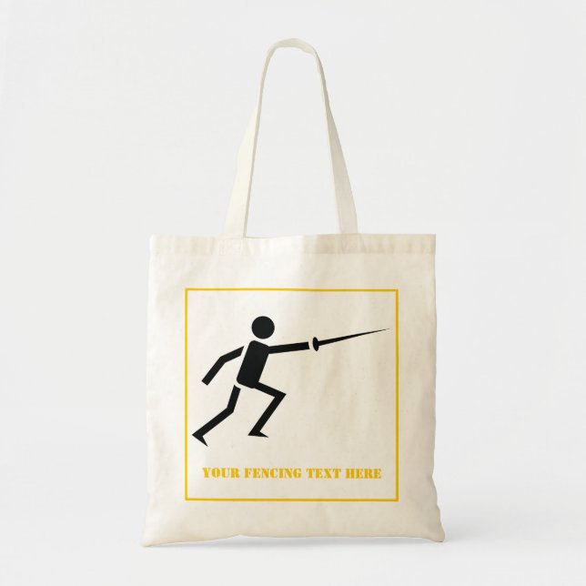 Fencer black silhouette with sword fencing custom tote bag (Front)