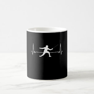 Fencer Heartbeat Fencing Fence Gift Rapier Epee Coffee Mug