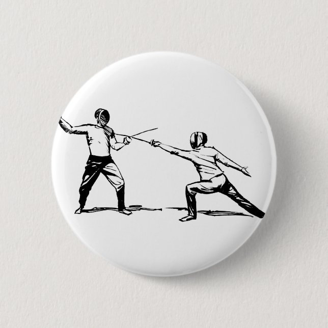 Fencing 6 Cm Round Badge (Front)