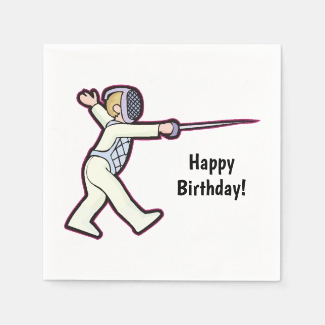 Fencing Birthday Party Custom Napkin (Front)
