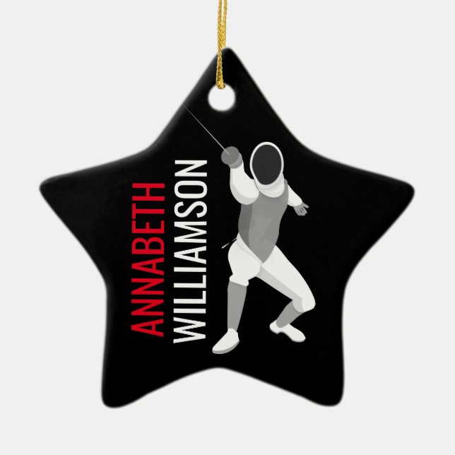 Fencing Ceramic Tree Decoration (Front)