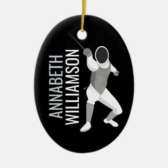 Fencing Ceramic Tree Decoration (Front)
