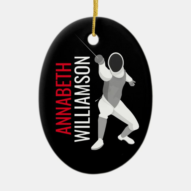 Fencing Ceramic Tree Decoration (Front)