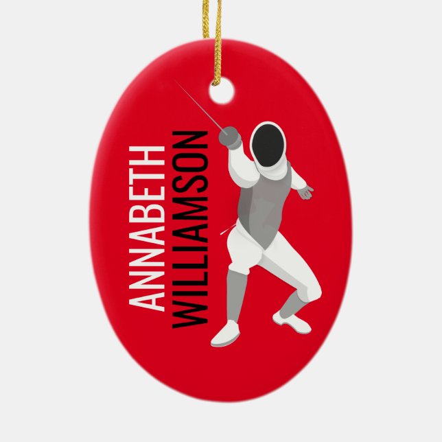 Fencing Ceramic Tree Decoration (Back)