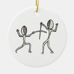Fencing Ceramic Tree Decoration