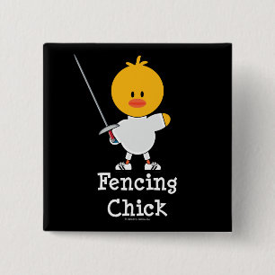 Fencing Chick Button
