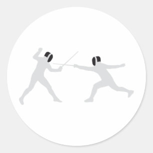 fencing classic round sticker