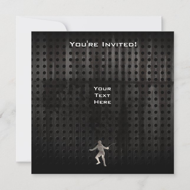 Fencing; Cool Black Invitation (Front)