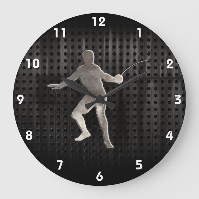 Fencing; Cool Black Large Clock (Front)