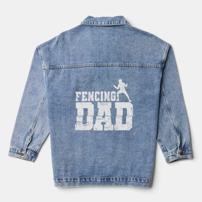 Fencing Dad Epee  Denim Jacket (Back)