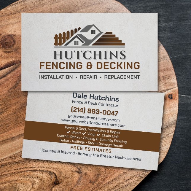 Fencing Decking Contractor Installation Repair Business Card (Creator Uploaded)