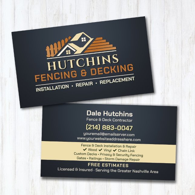 Fencing Decking Contractor Installation Repair Business Card (Creator Uploaded)