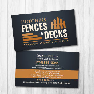 Fencing Decking Contractor Installation Repair Business Card