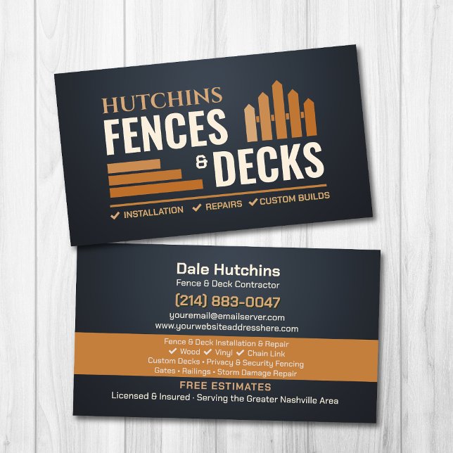 Fencing Decking Contractor Installation Repair Business Card (Creator Uploaded)