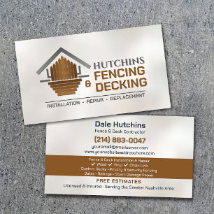 Fencing Decking Contractor Installation Repair Business Card