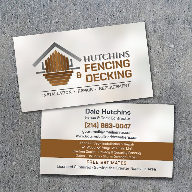 Fencing Decking Contractor Installation Repair Business Card (Creator Uploaded)