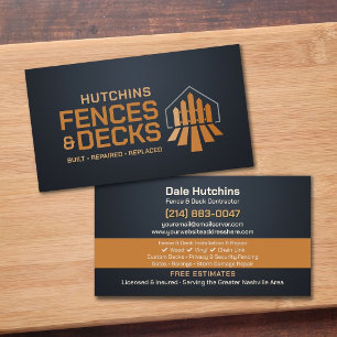 Fencing Decking Contractor Installation Repair Business Card