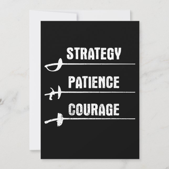 Fencing Design Strategy Patience Courage Fencer Holiday Card (Front)