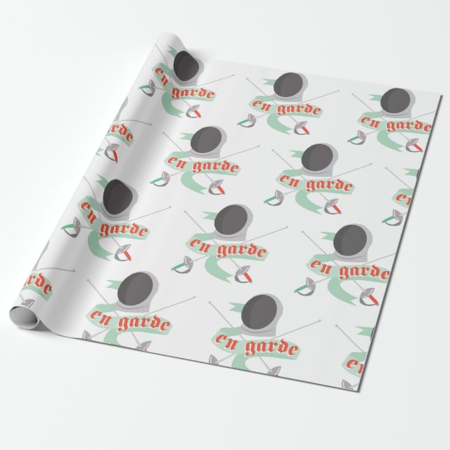 Fencing En Garde Wrapping Paper (Unrolled)
