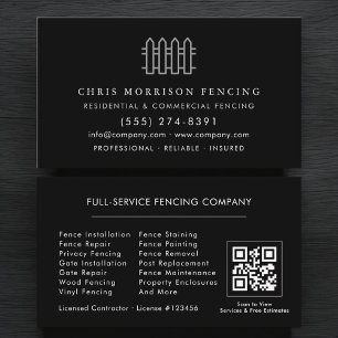 Fencing Fence Contractor QR Code Business Card