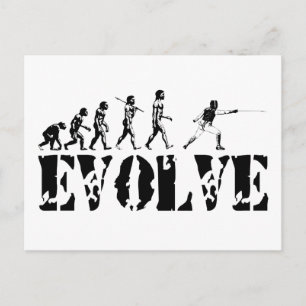 Fencing Fencer Epee Foil Sabre Evolution Sport Art Postcard