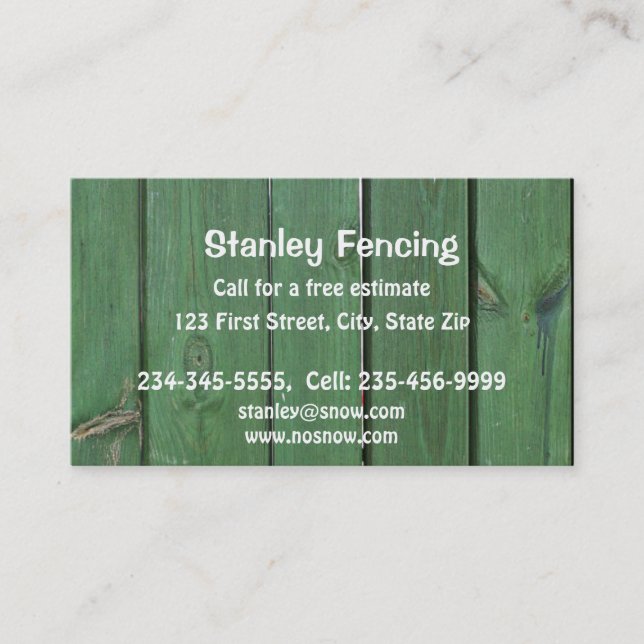 Fencing Fences Custom  Business Card (Front)