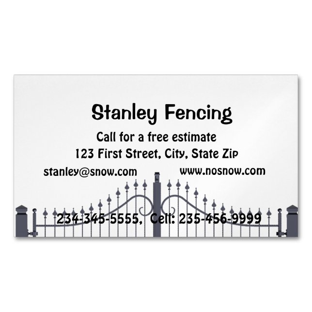 Fencing Fences Custom  Magnetic Business Card (Front)