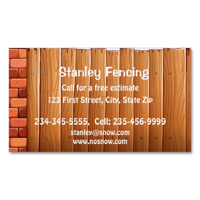 Fencing Fences Custom  Magnetic Business Card (Front)