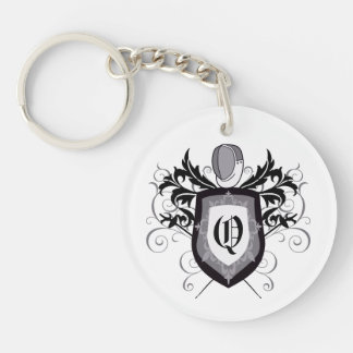 Fencing Foil White Crest Keychain