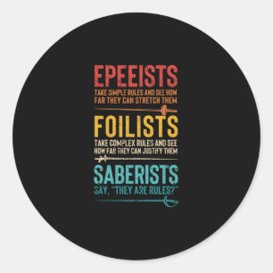 Fencing funny epee foil sabre epee fighter classic round sticker