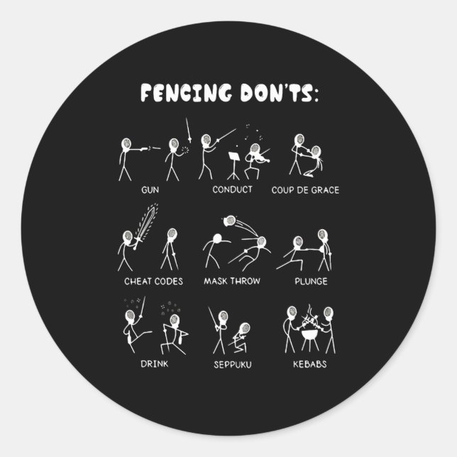 Fencing Gift | I Always Win All Match Classic Round Sticker (Front)