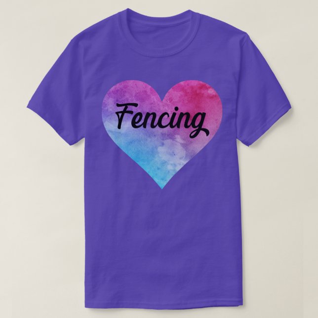 Fencing girl watercolor heart  T-Shirt (Design Front)