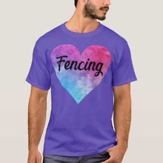 Fencing girl watercolor heart T-Shirt
