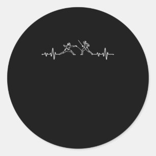 Fencing heartbeat funny fencer pulse epee classic round sticker