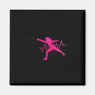 Fencing Lover Heartbeat Fencing Sport Women Girls Magnet
