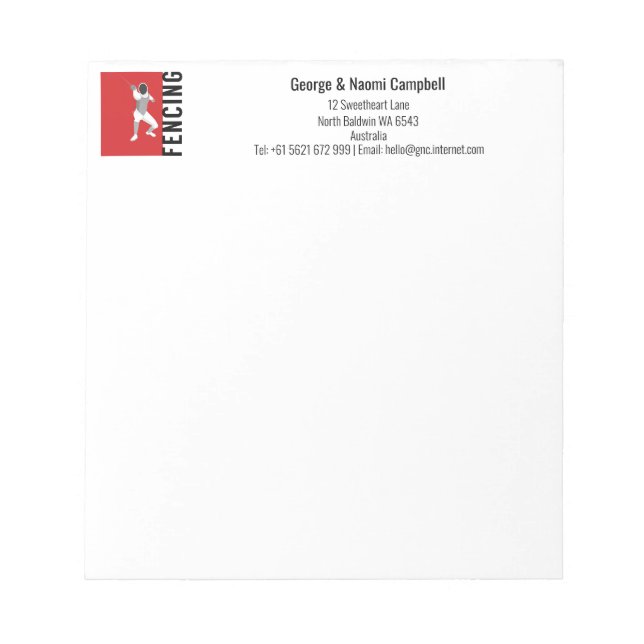 Fencing Notepad (Front)