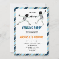 Fencing party theme birthday invitation
