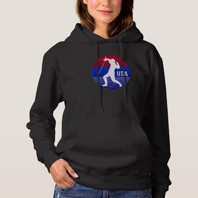 Fencing Retro Sunset Usa Fencer Hoodie (Front)