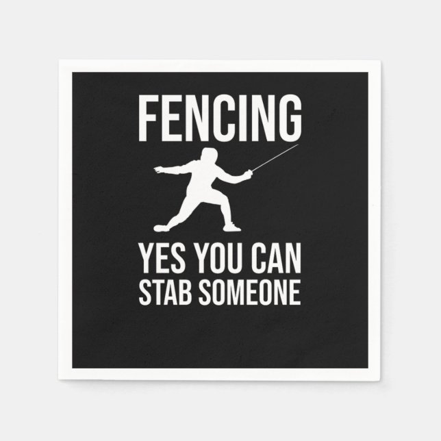 Fencing Sabre Foil Sword Fencer Napkin (Front)