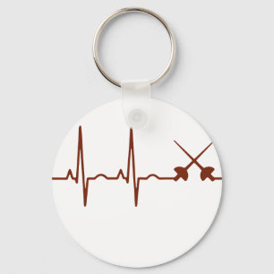 Fencing Sabre Shirt - Sabre Style Fencing Heartbea Key Ring