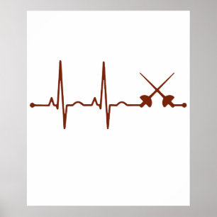 Fencing Sabre Shirt - Sabre Style Fencing Heartbea Poster