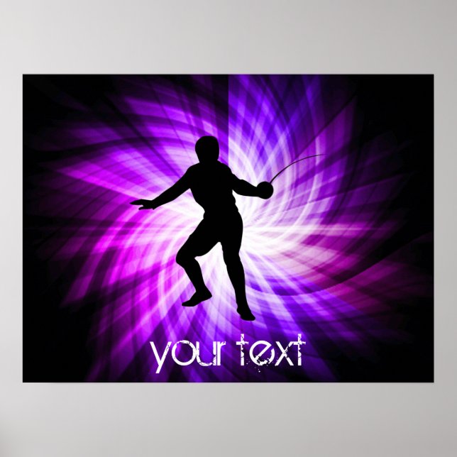 Fencing Silhouette; purple Poster (Front)